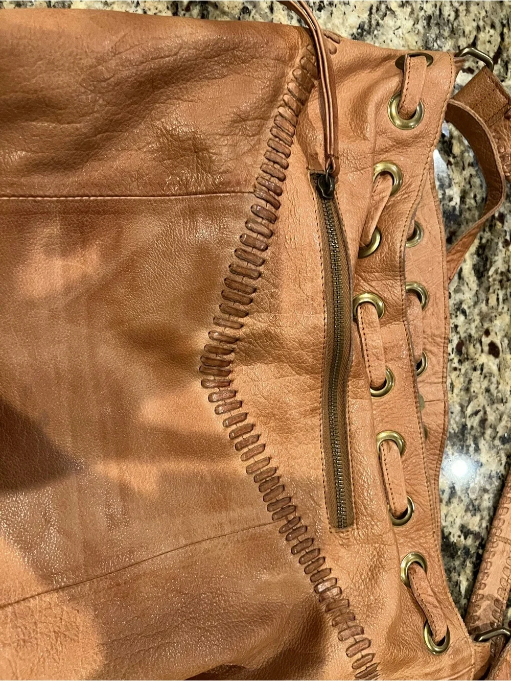 Leather hobo crossbody by Day & Mood, western style, saddle